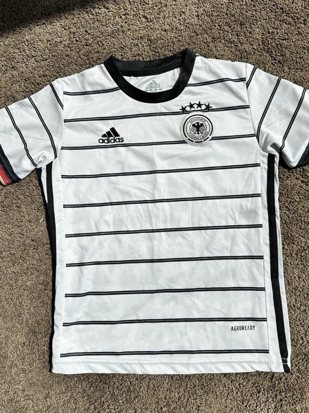 adidas White & Black Germany Kids Football Jersey-10/12